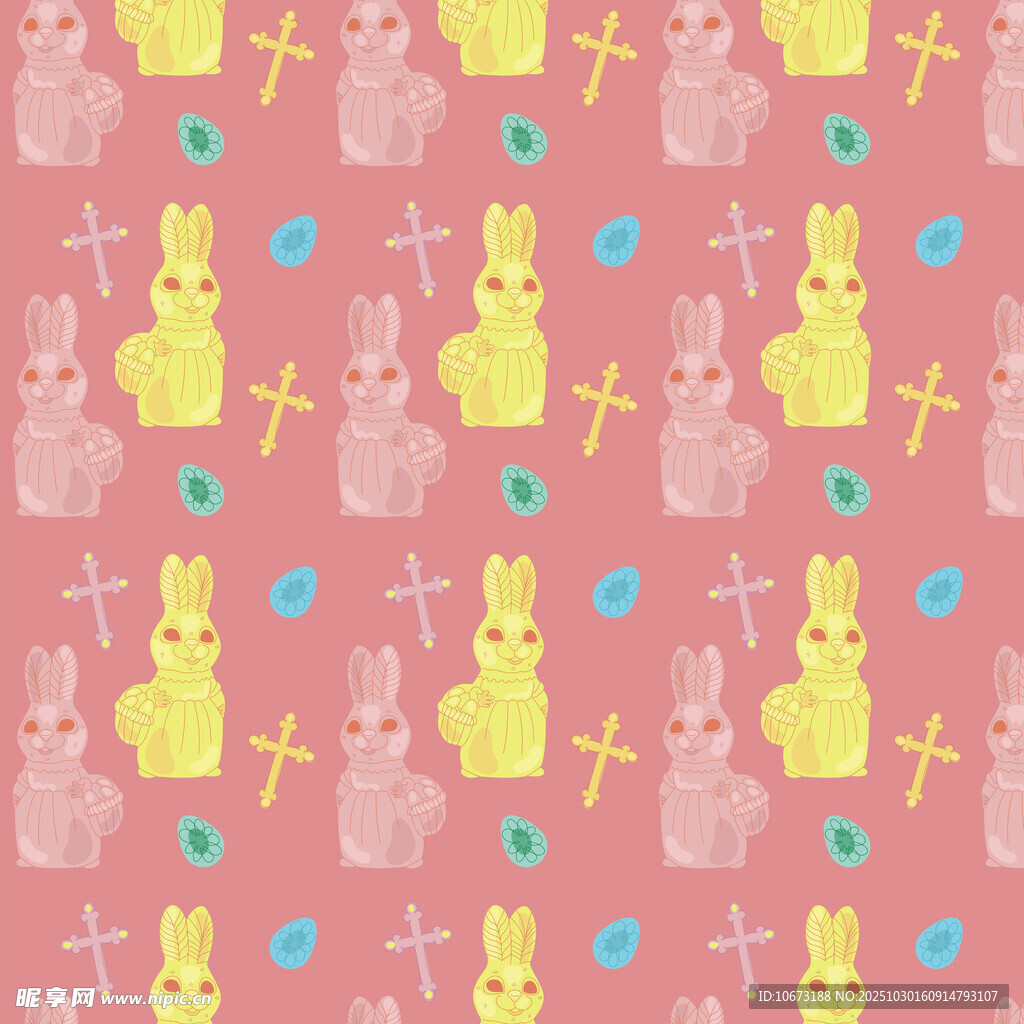 粉色背景可爱兔子图案