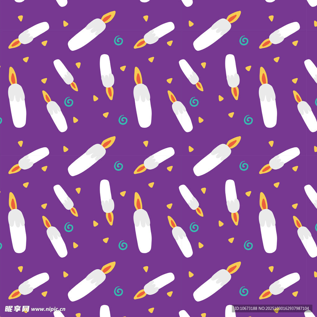 紫色背景的卡通蜡烛图案