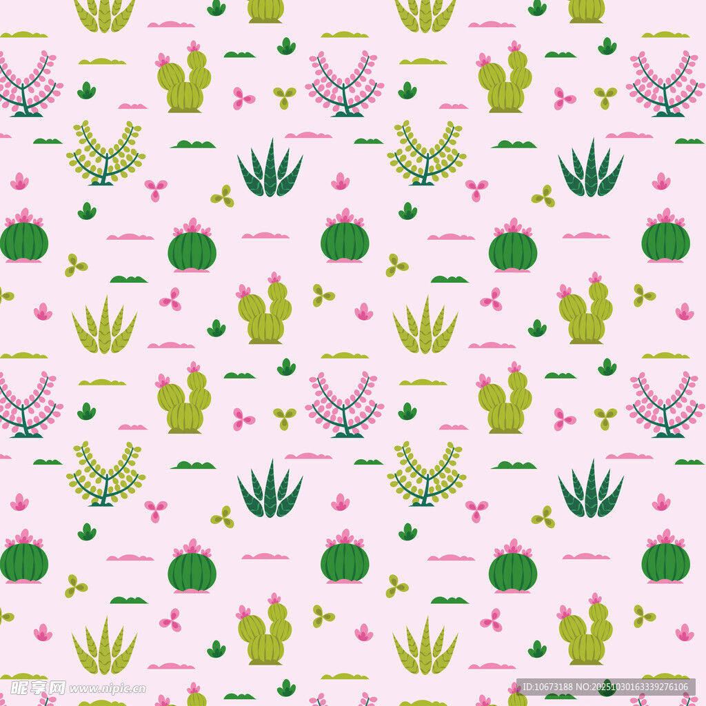 粉色仙人掌花卉无缝图案