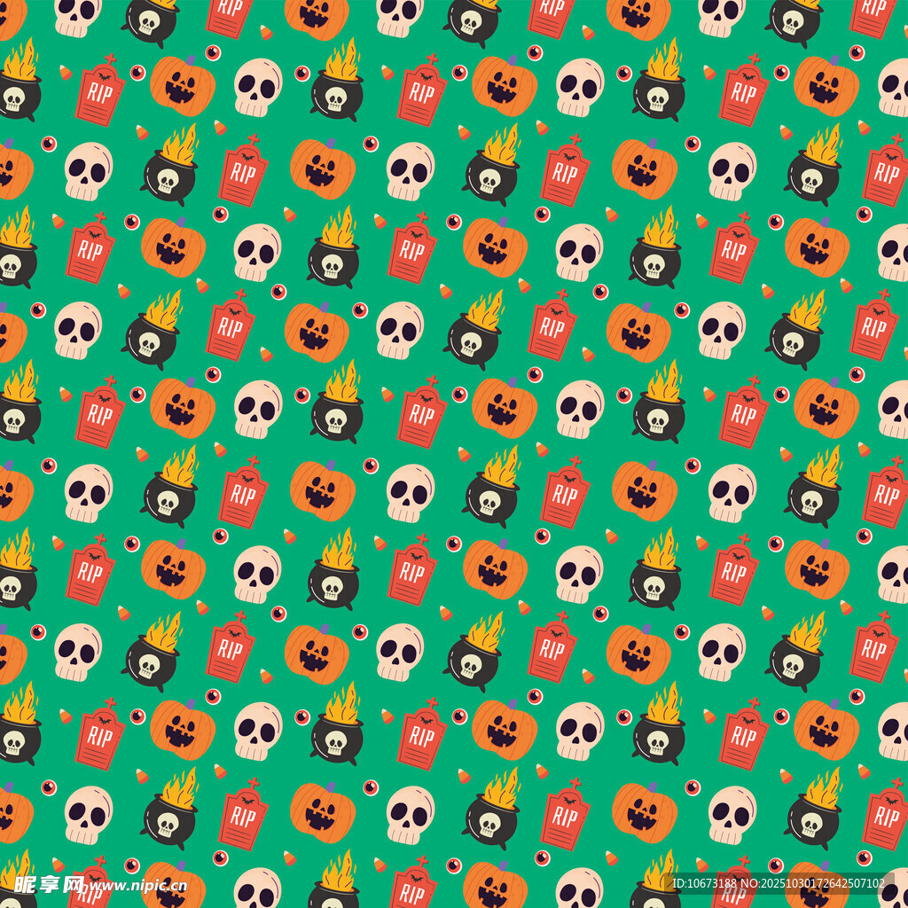 万圣节主题多彩骷髅图案