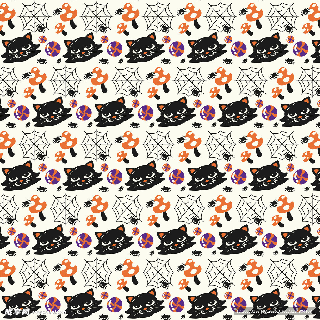万圣节黑猫南瓜图案背景