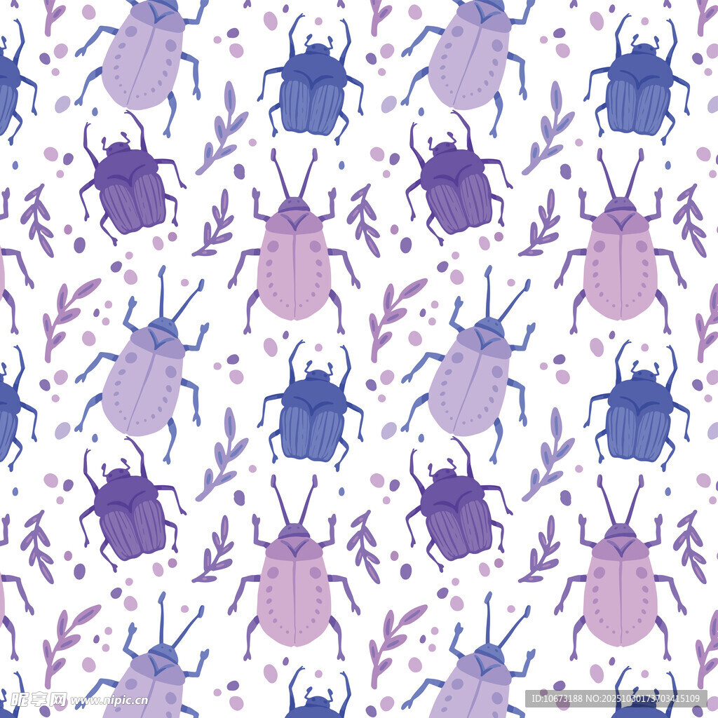 紫色甲虫花卉图案背景