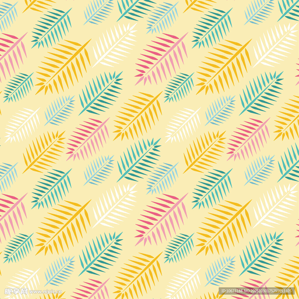 多彩叶片无缝背景图案