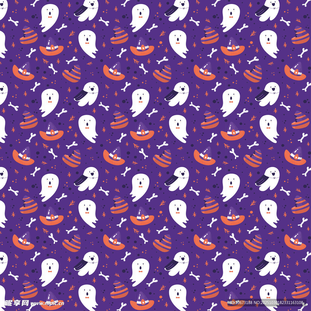 紫色万圣节幽灵南瓜图案