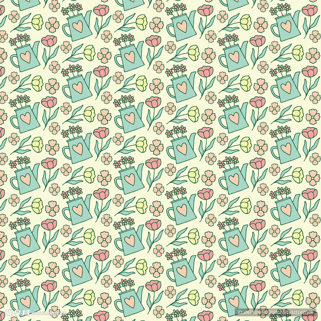 清新花卉图案无缝背景图