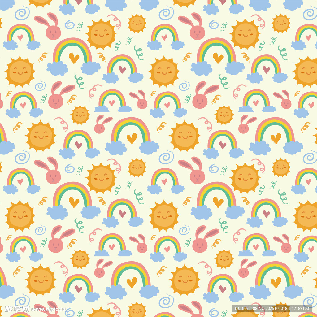 可爱卡通图案无缝背景图