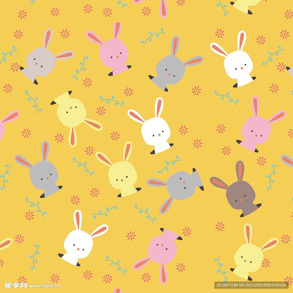 可爱萌趣小动物无缝图案