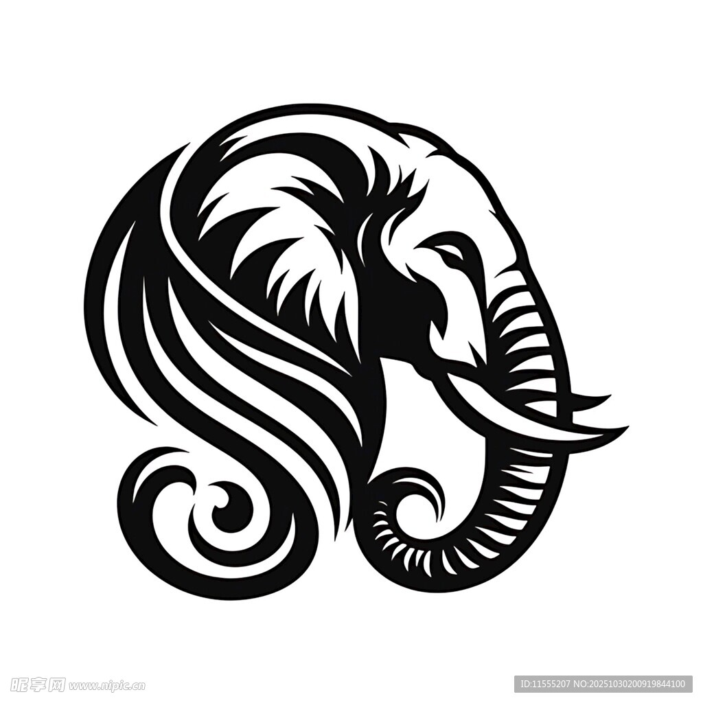 大象潮流艺术黑白头像