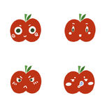 表情丰富的可爱苹果形象