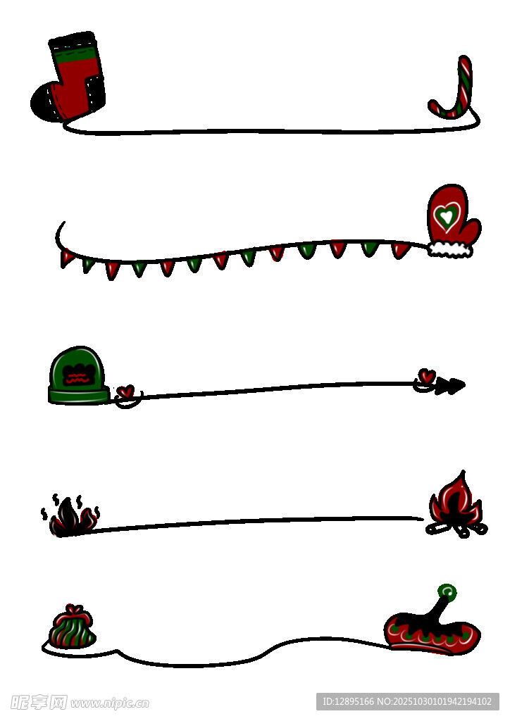 圣诞装饰线条图案集合