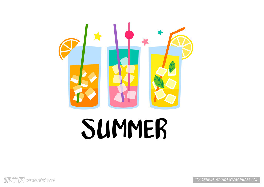 夏日缤纷果汁饮品