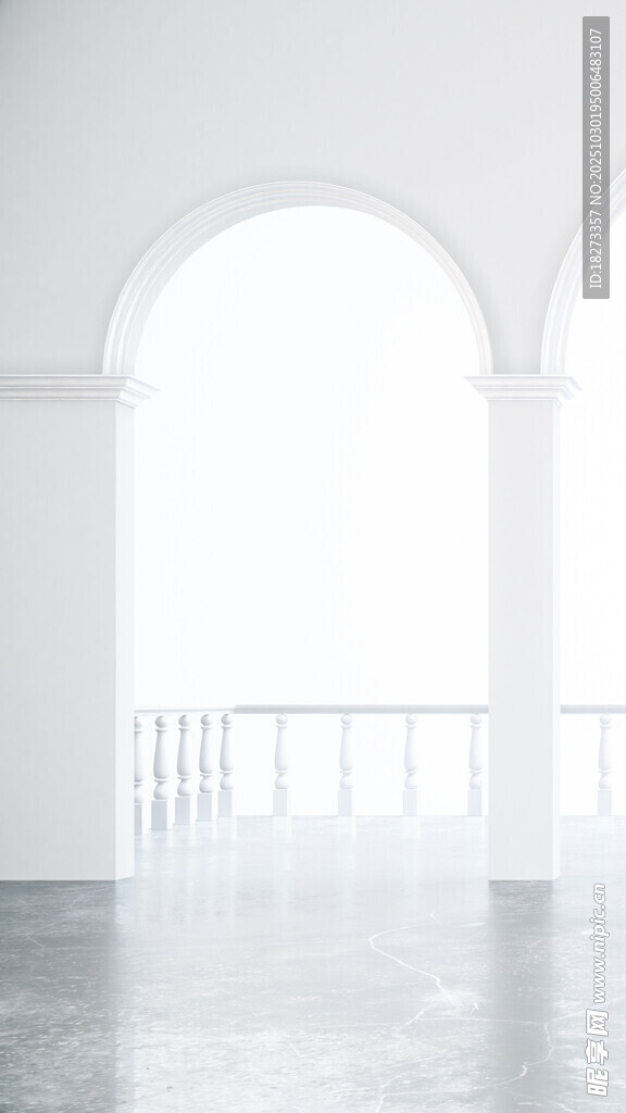 简约拱形门明亮室内空间