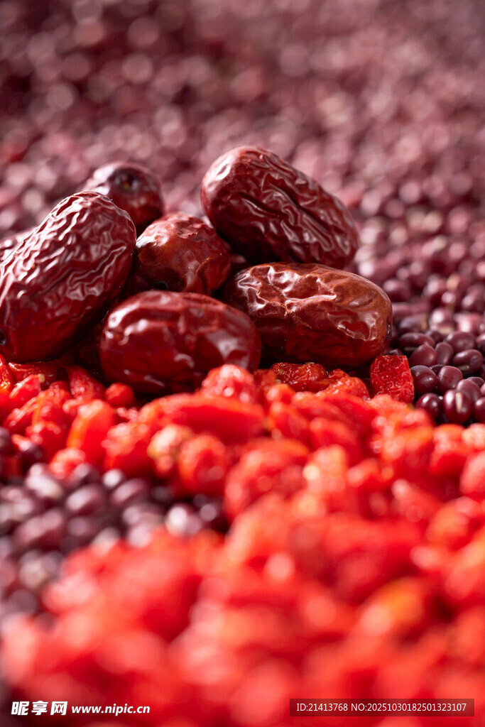 红枣枸杞特写