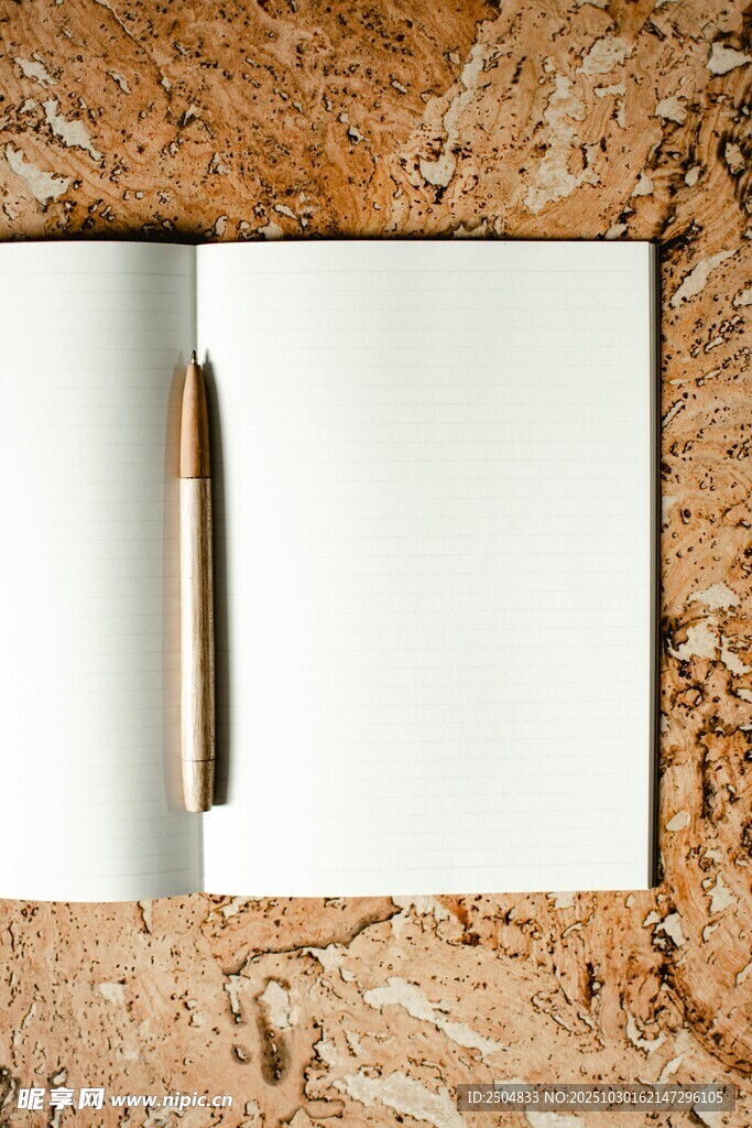 翻开的笔记本与钢笔