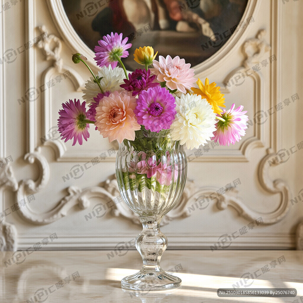 鲜花 造型独特的玻璃器皿