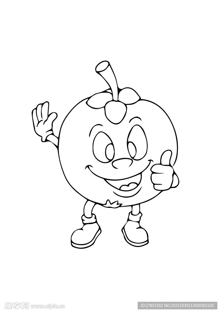卡通苹果形象欢快挥手