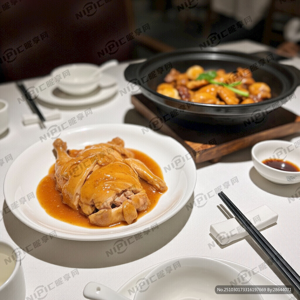 餐厅桌面菜品展示松露三杯鸡