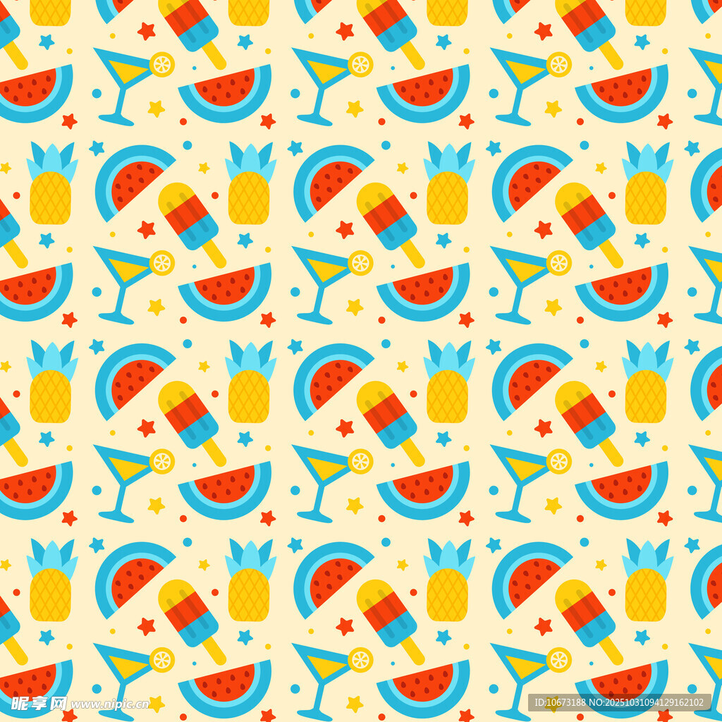 夏日清凉饮品水果图案