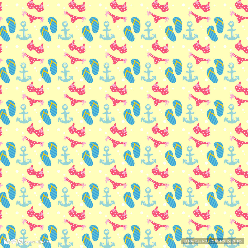 夏日沙滩拖鞋图案背景