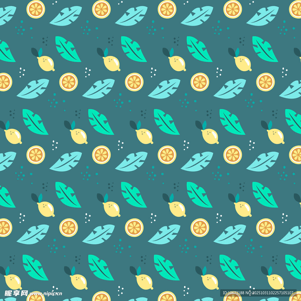 清新绿叶柠檬图案背景