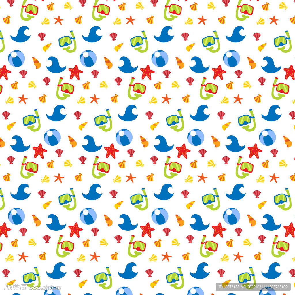 可爱海洋元素卡通图案背景
