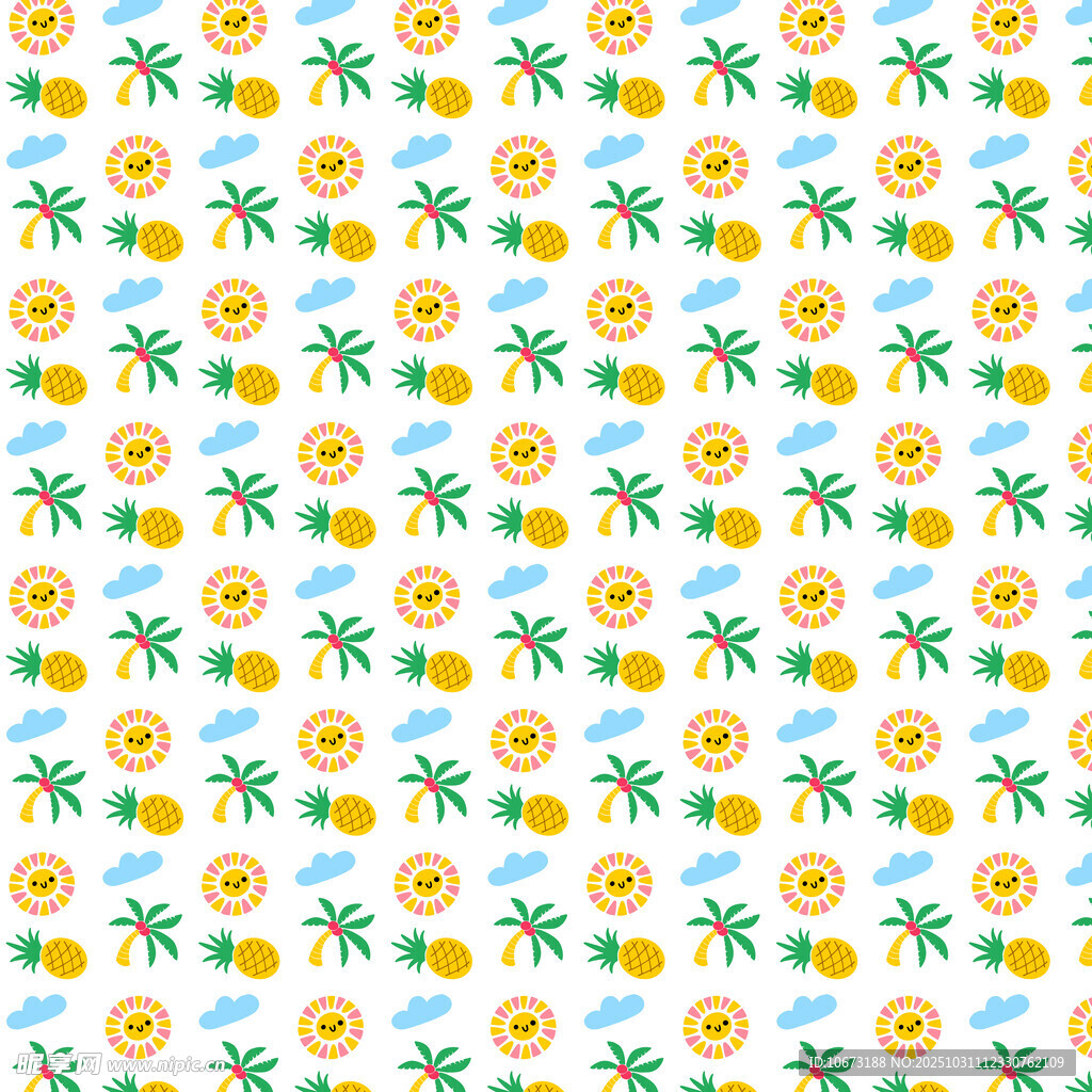 夏日水果与植物图案背景