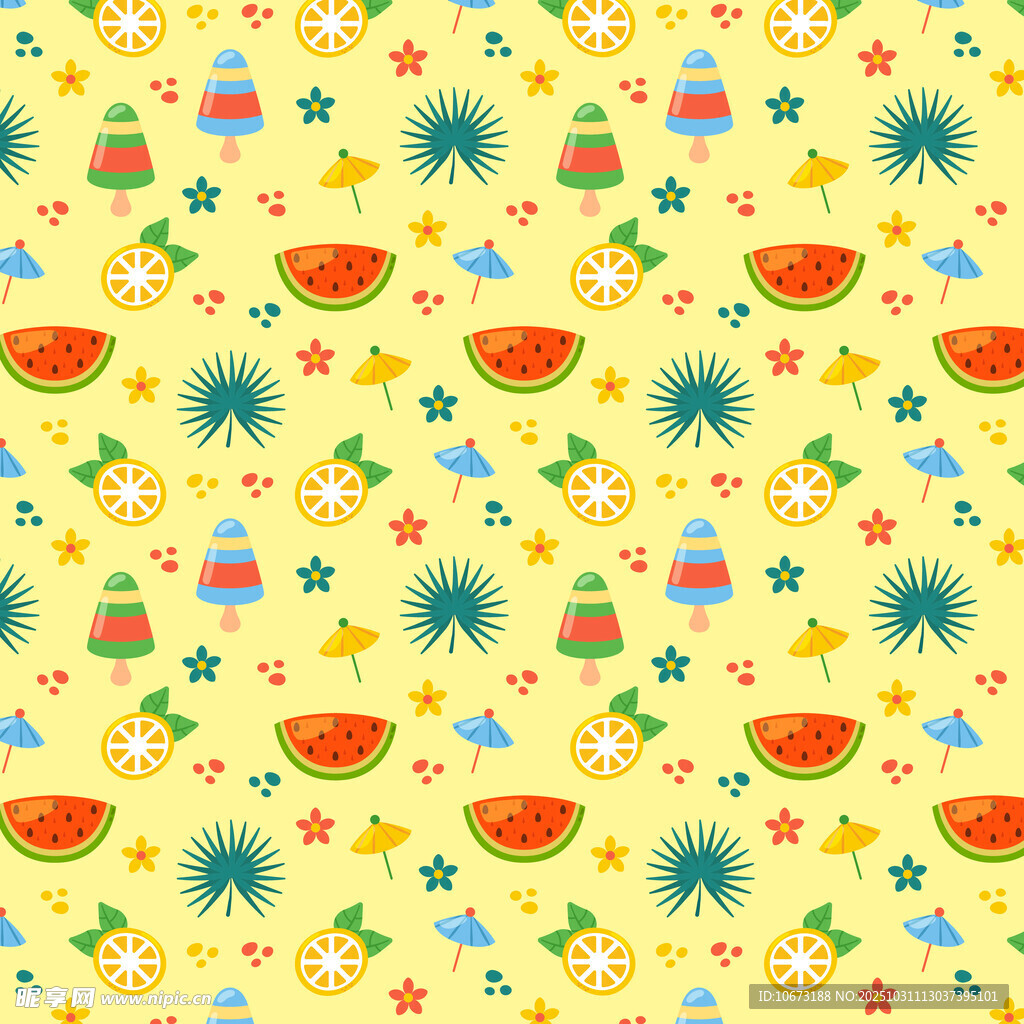 夏日水果图案无缝背景图