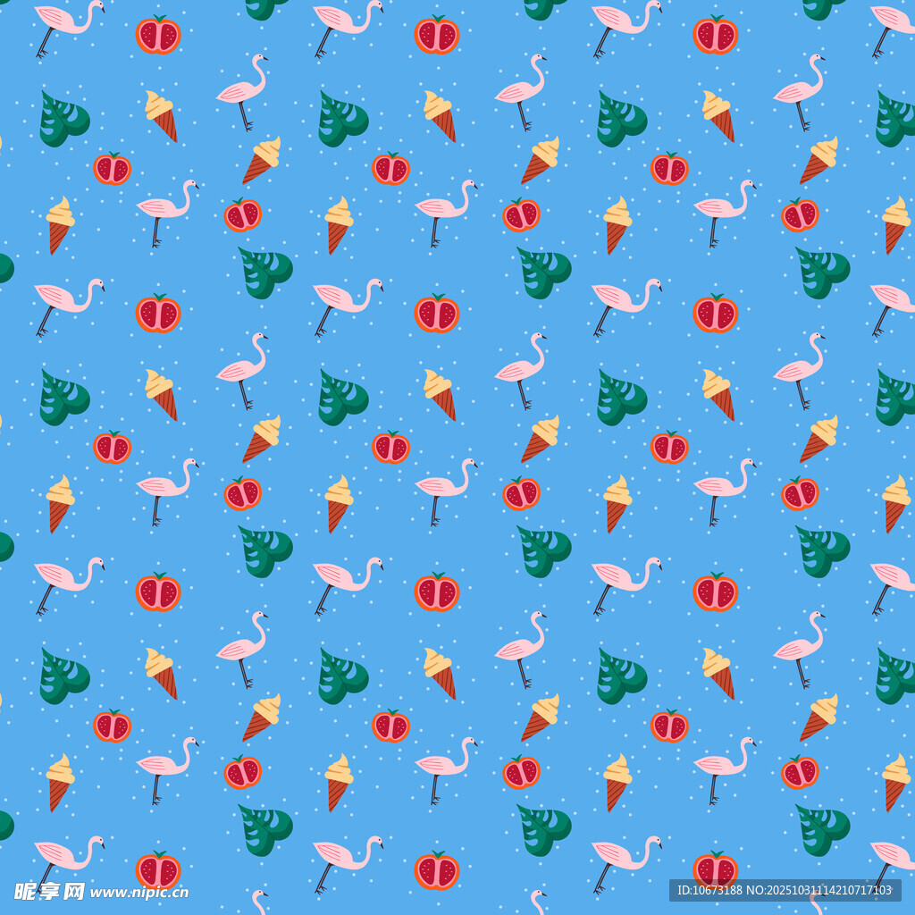 蓝色背景多彩图案无缝设计