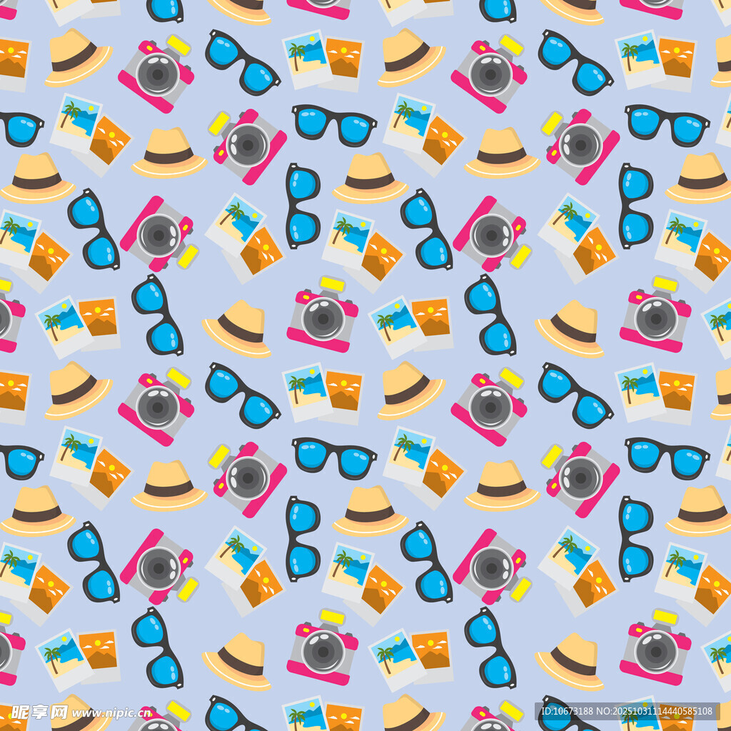 夏日度假元素无缝图案