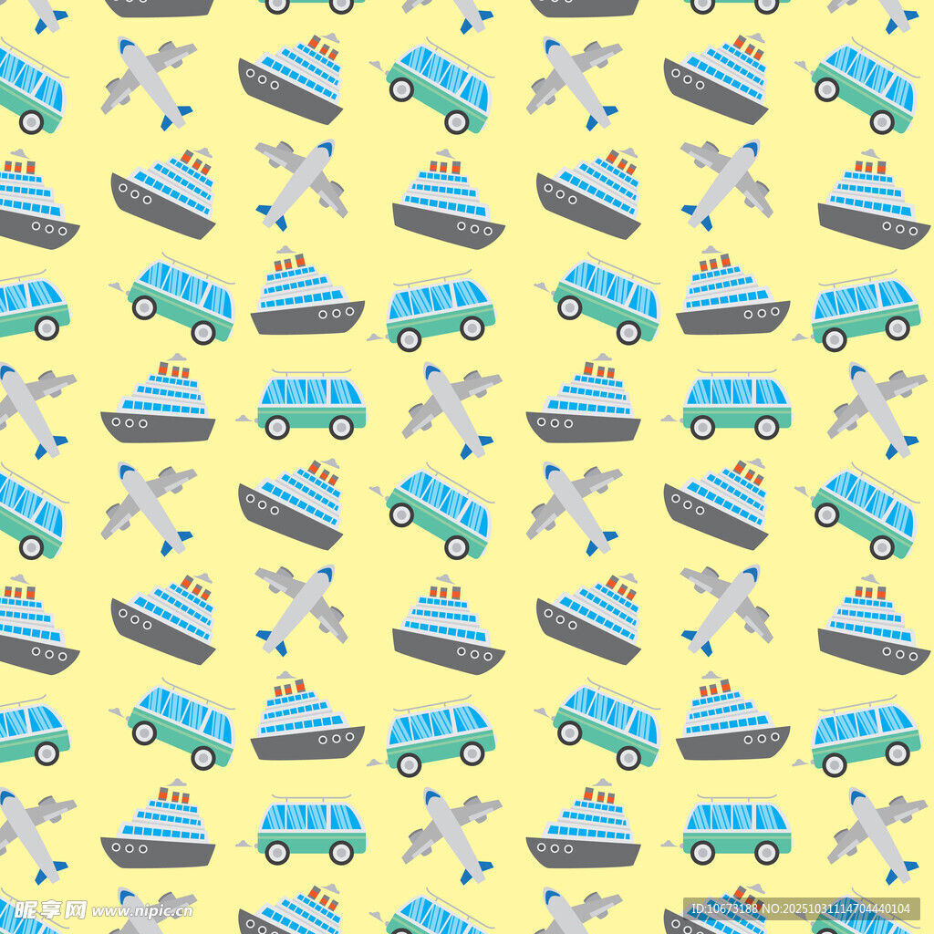 黄色背景卡通交通工具图案