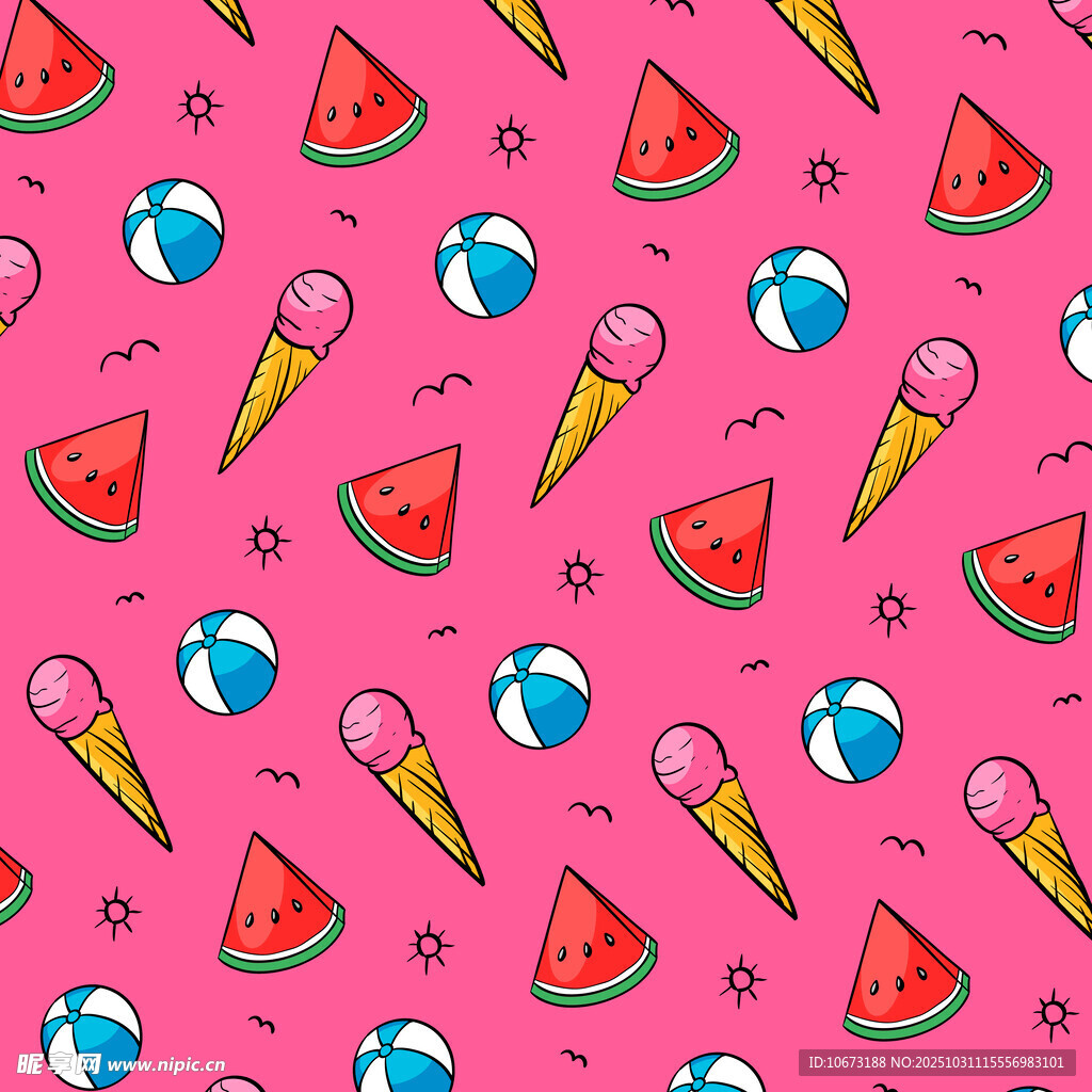 夏日清凉元素无缝图案