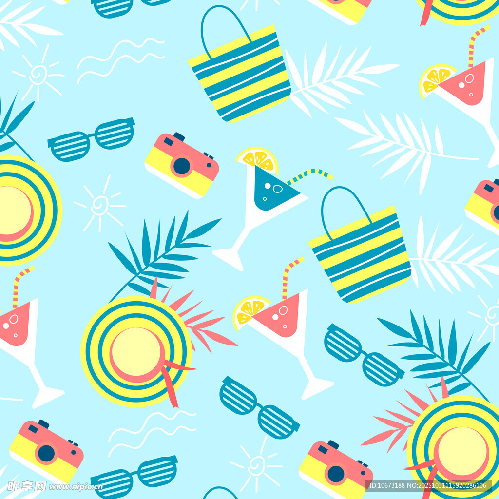 夏日度假元素无缝图案