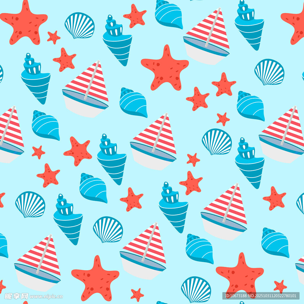 海洋元素无缝图案背景