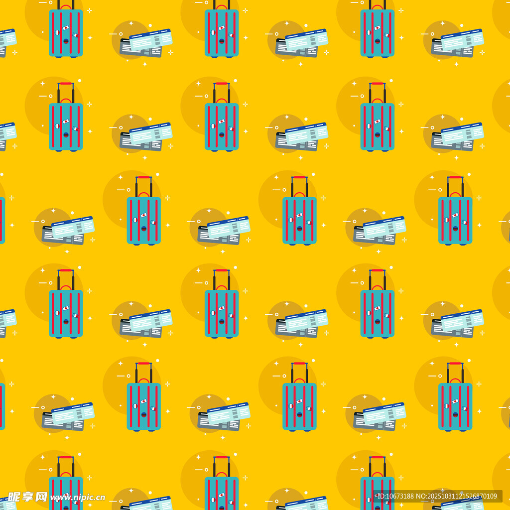 黄色背景的购物袋等图案