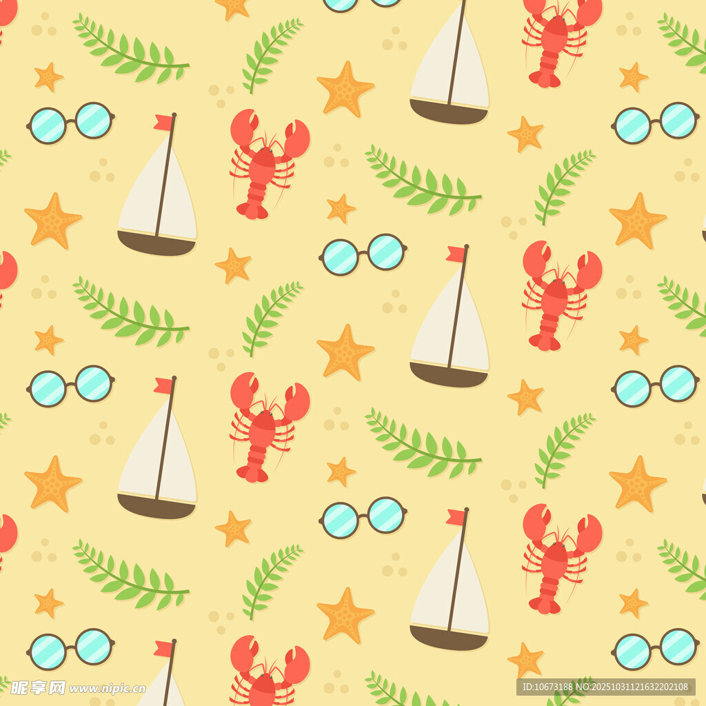 海洋元素卡通图案背景