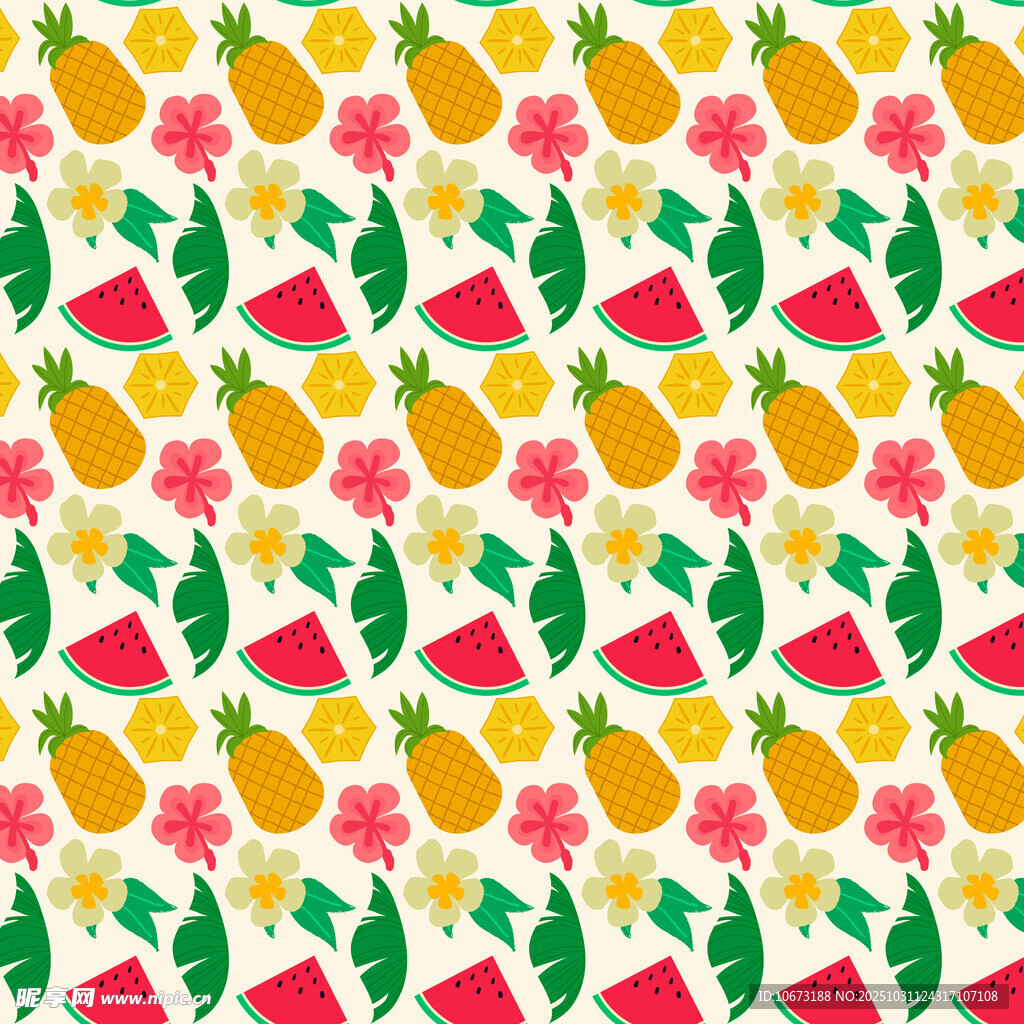 夏日水果花卉图案背景
