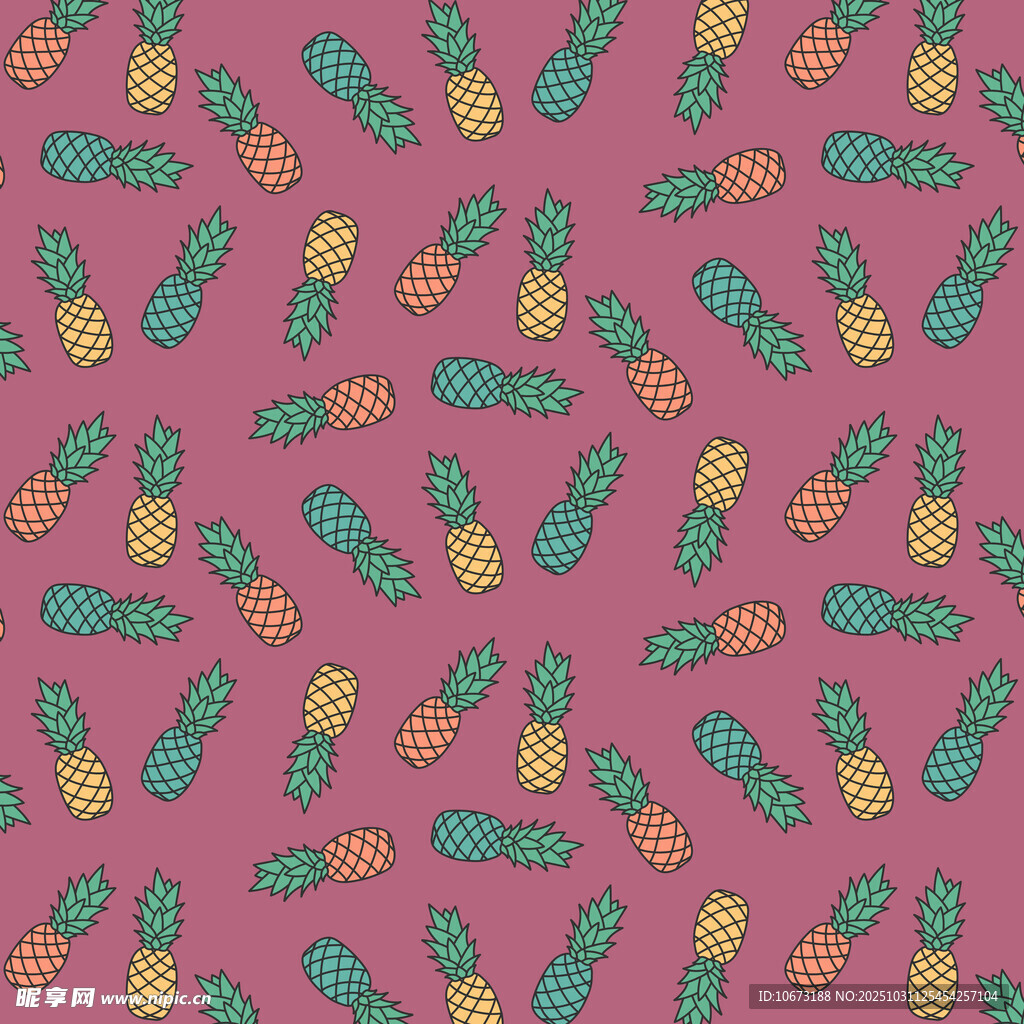 多彩菠萝图案背景纹理