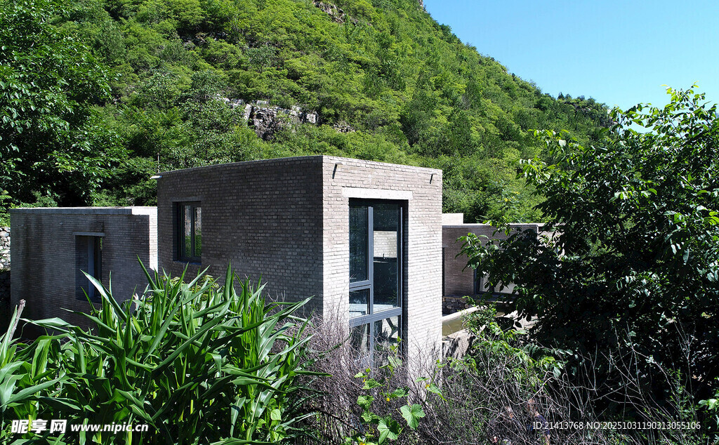 山间绿植环绕的现代小屋