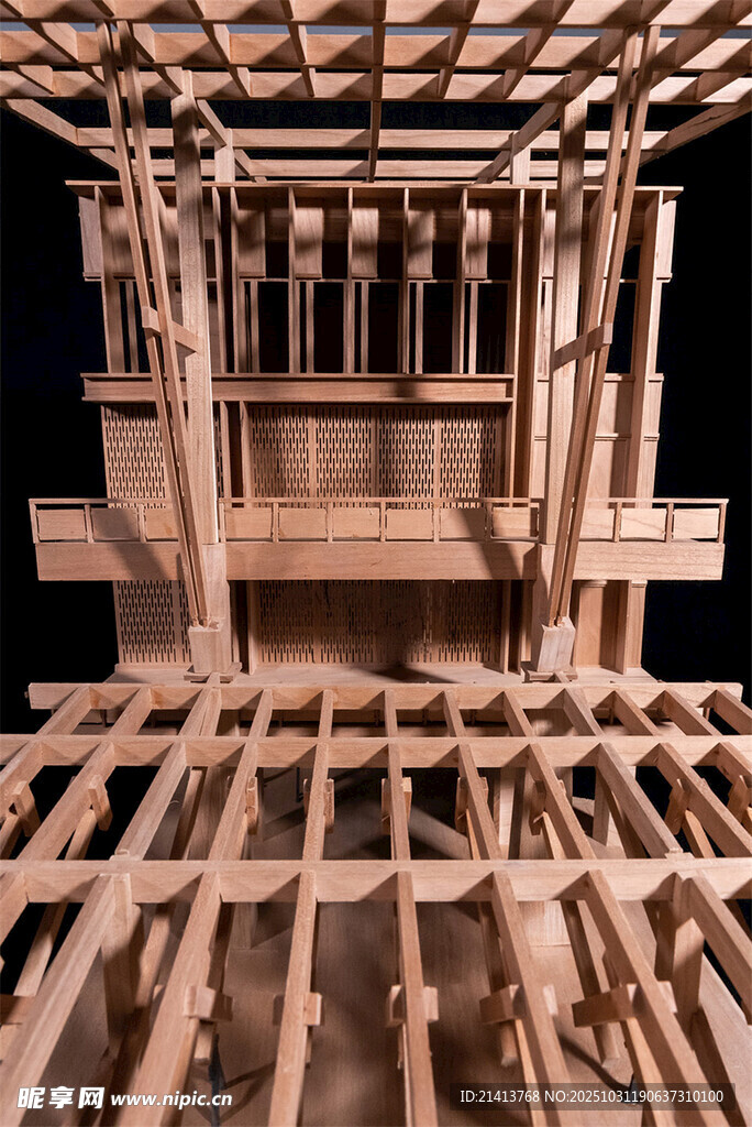 中式榫卯结构木艺模型