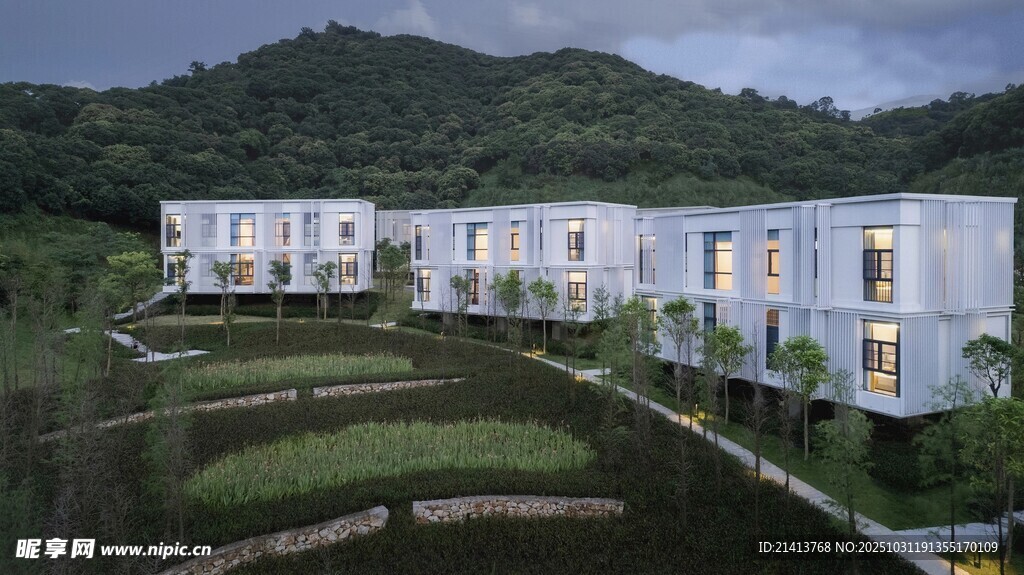 山间现代建筑群景观