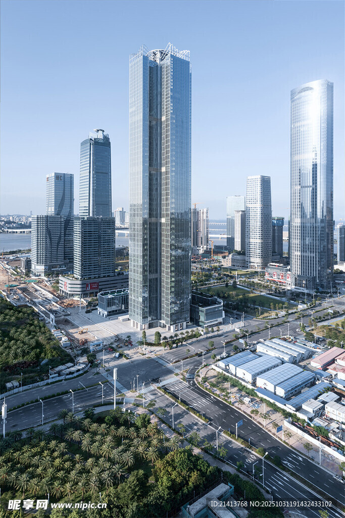 都市繁华天际线俯瞰图