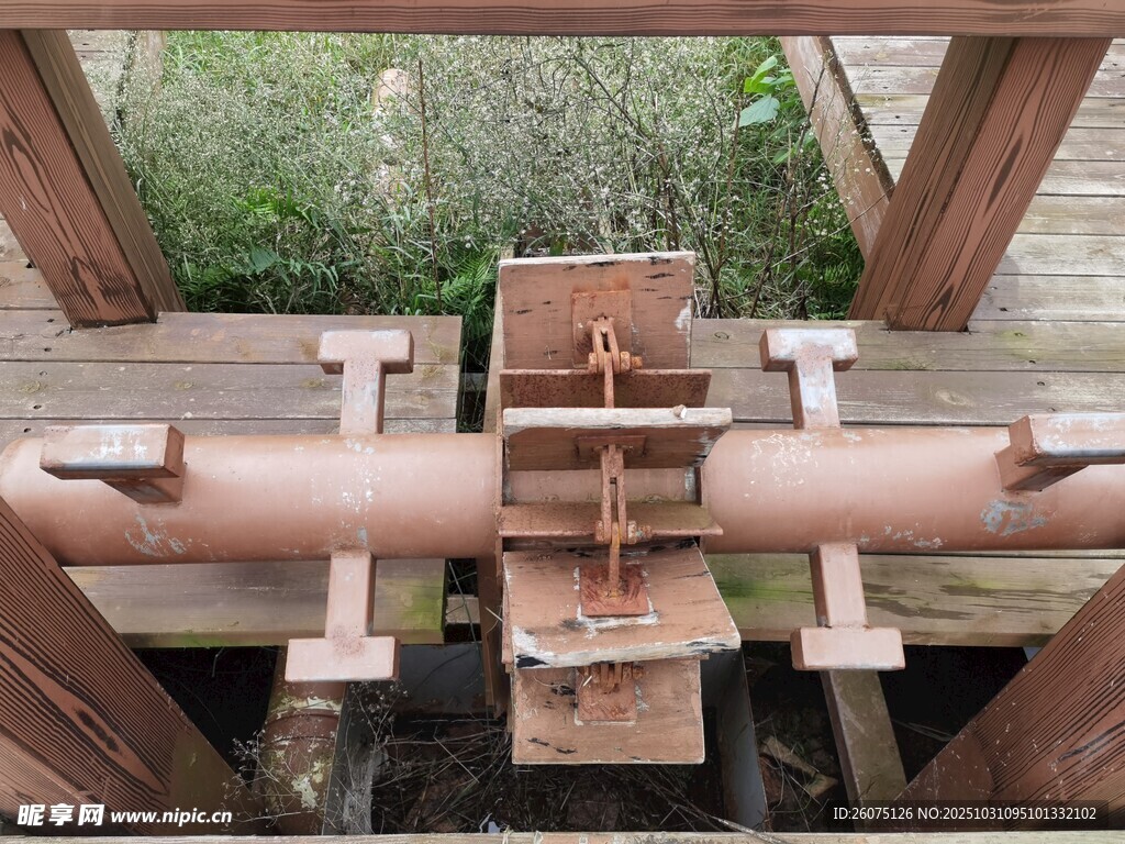 木质机械结构特写