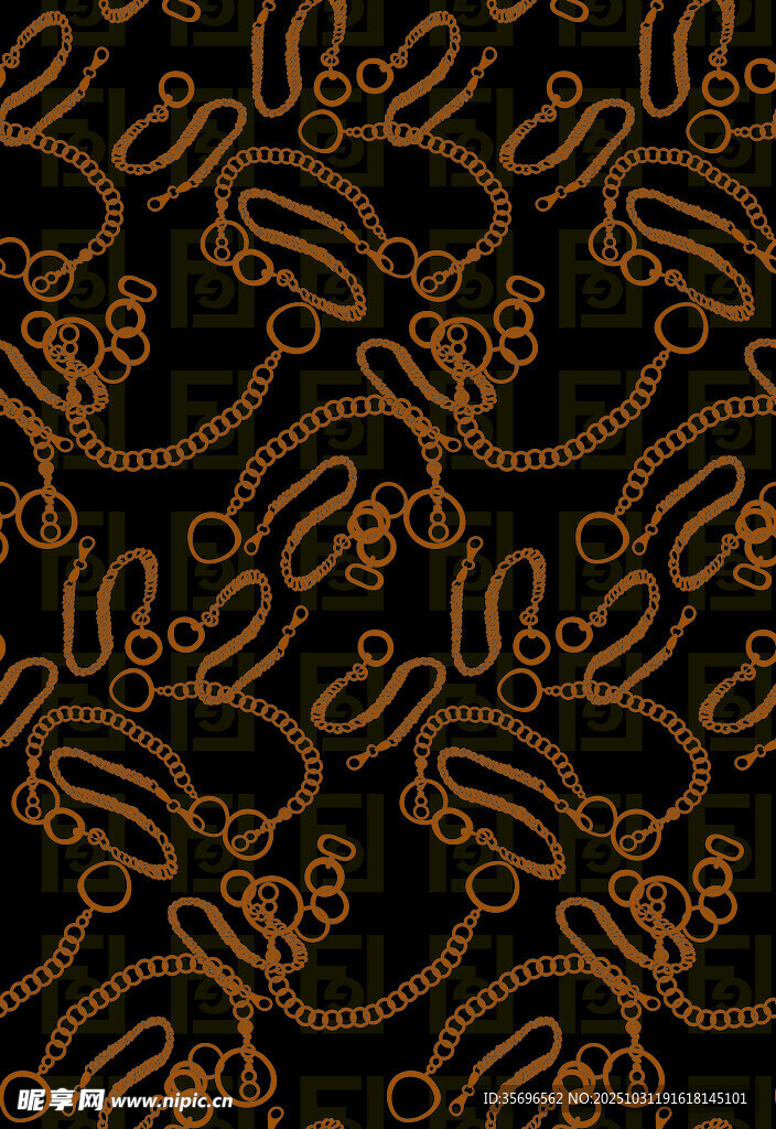 复古金色链条花纹图案