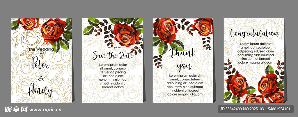 花卉婚礼请柬设计模板