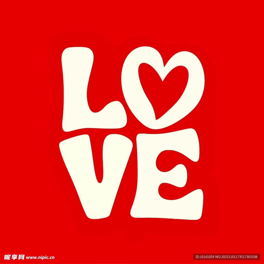 红色背景上的LOVE图案