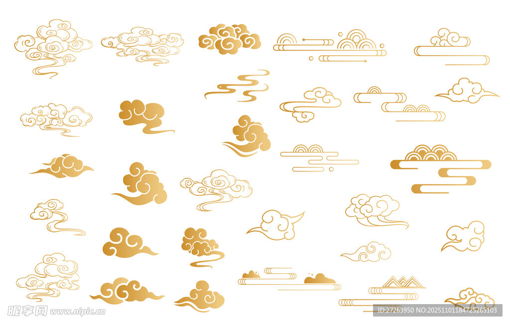 金色祥云图案背景纹理矢量