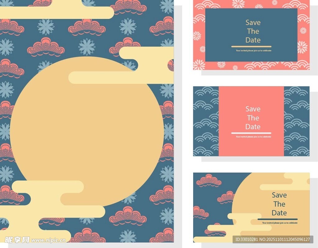 日式风格几何图案卡片设计