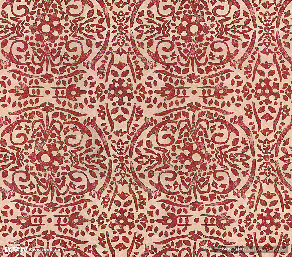 复古红棕花纹图案