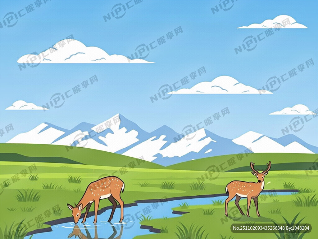 蓝天白云 远山 大片草原 