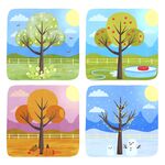 四季树木插图